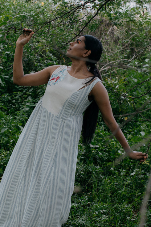 Handloom Gathered Maxi Dress